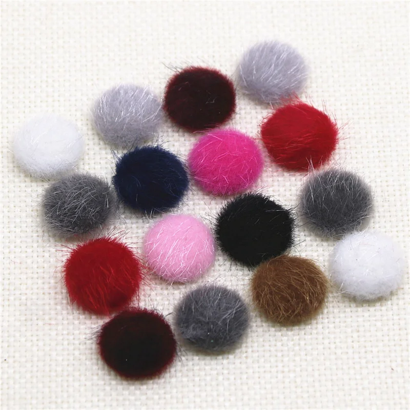 

50pcs 16mm Mix Flatback Fluffy Fabric Covered Round Buttons Home Garden Crafts Cabochon Scrapbooking DIY craft