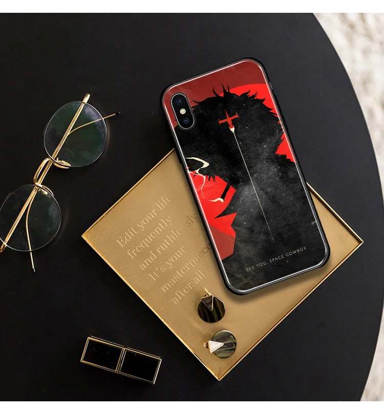 Космический ковбой Bebop Coque мягкий силиконовый стеклянный чехол для телефона, чехол для Apple iPhone 6 6s 7 8 Plus X XR XS 11 Pro max