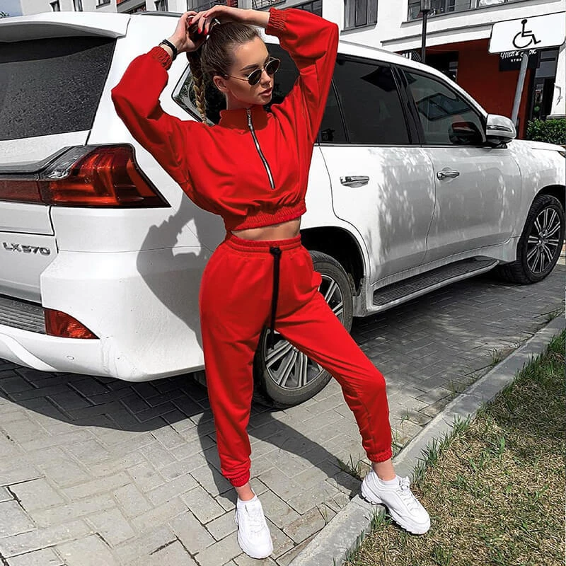 2020 Спортивные укороченные топы и длинные штаны комплекты из 2 предметов женский