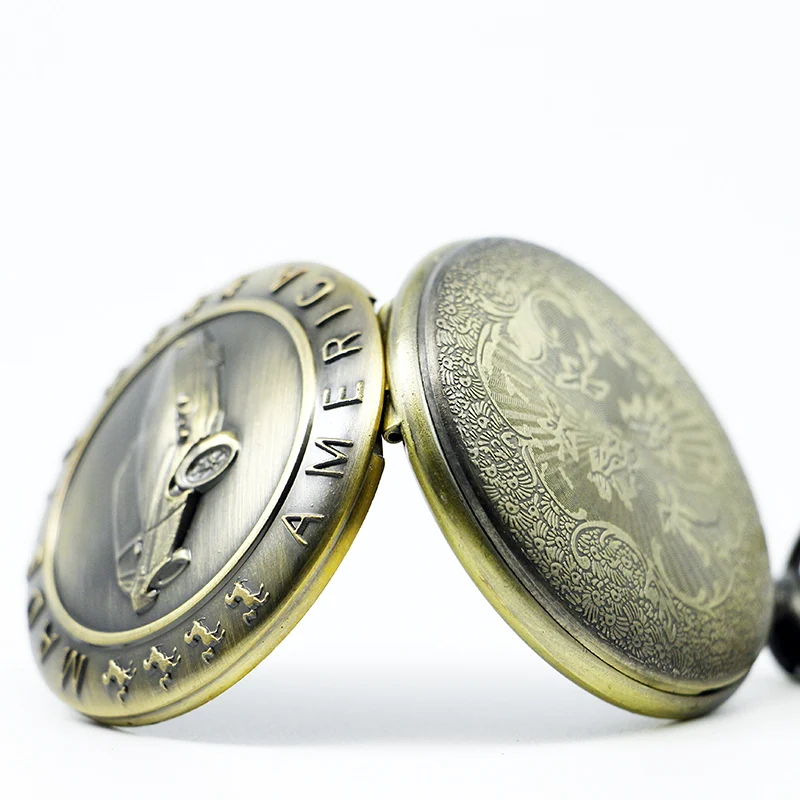 Часы мужские карманные в античном стиле классические часы Mustang Sedan кулон на