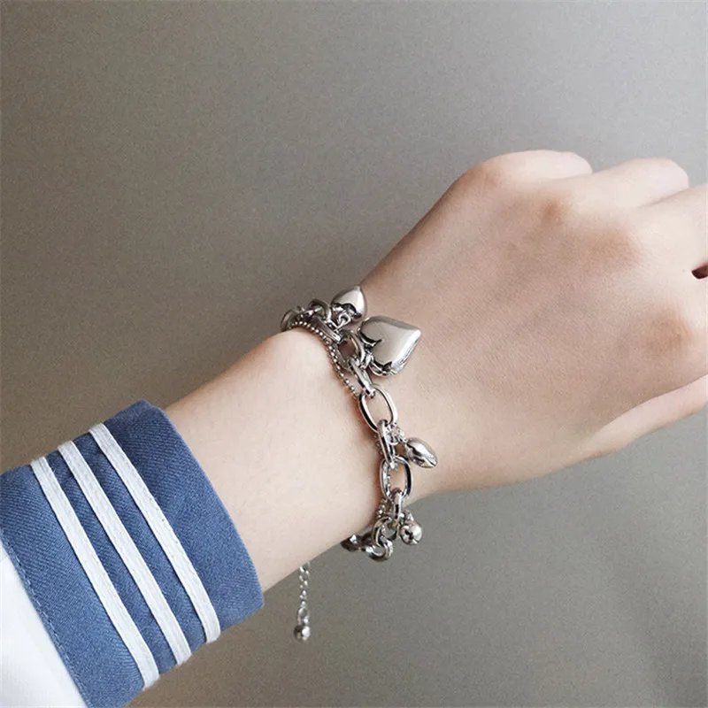 Браслеты с кулоном в виде сердца для влюбленных стиле панк крутые браслеты из