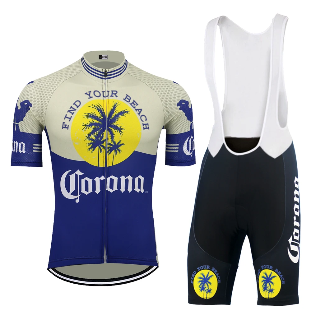 

CORONA Cycling Jersey Set New Maillot Ciclismo Hombre Men Short Sleeve Bike Clothing GEL Breathable Pad Bib Shorts MTB