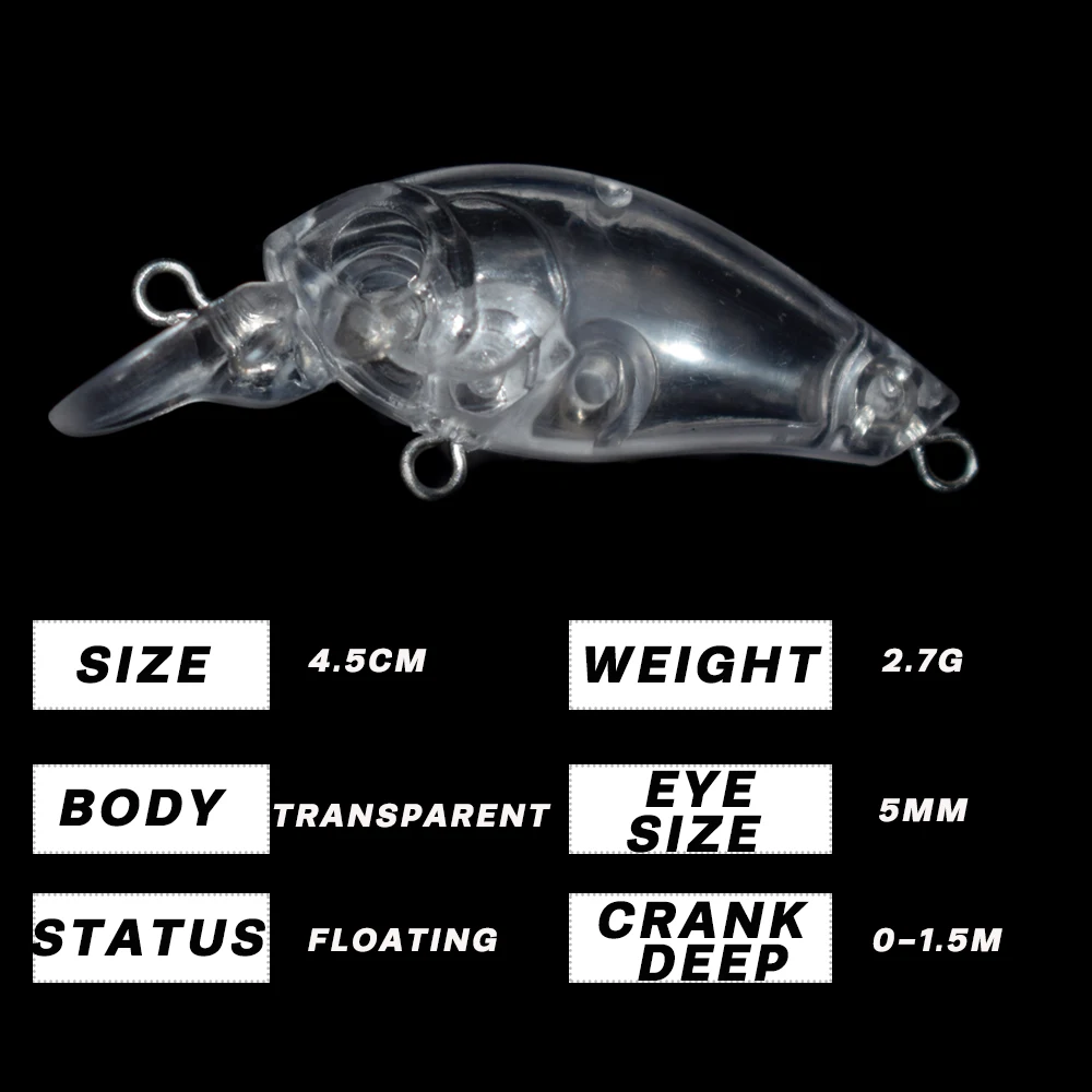 NovemberFans 50 шт./лот DIY приманки мини пустой кренкбейт 4 5 см 2 7 г Неокрашенный