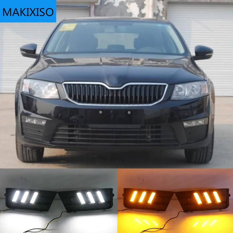 

Автомобильные аксессуары для Skoda Octavia 2017, водонепроницаемые противотуманные фары 12 В DRL, декоративные светодиодные дневные ходосветильник