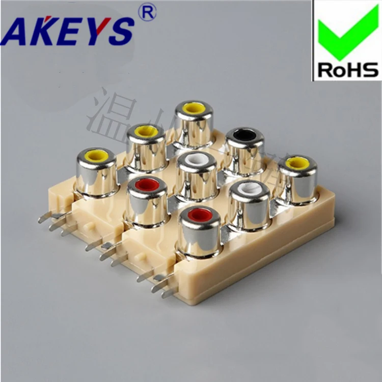 

2pcs AV with core socket 9-foot RCA seat nine-hole PCB welded audio and video socket Lotus seat AV9-8.4-41