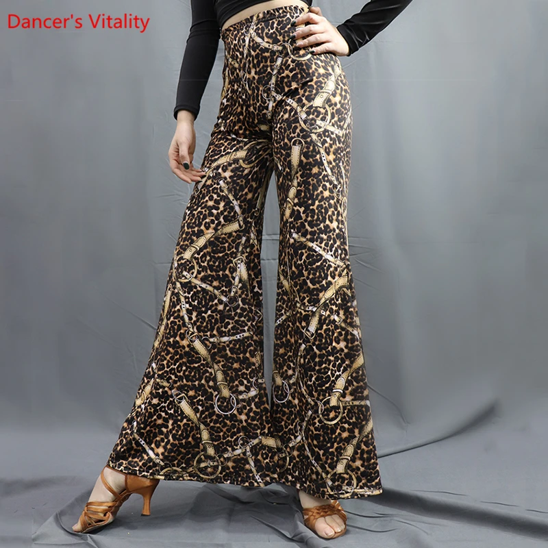 Женские брюки для латиноамериканских танцев темпераментные длинные штаны с