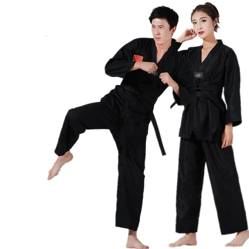 Детский и взрослый костюм для тхэквондо униформа Dobok WTF карате одежда мужчин