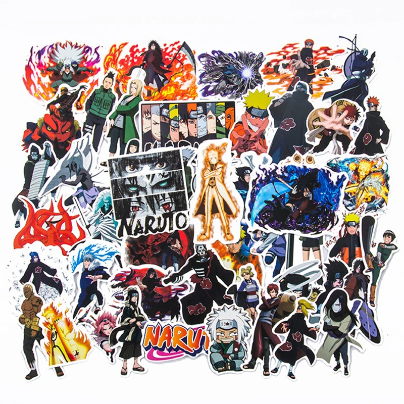 50 шт. стикеры Наруто Скрапбукинг Мультяшные фигурки аниме ПВХ водонепроницаемые