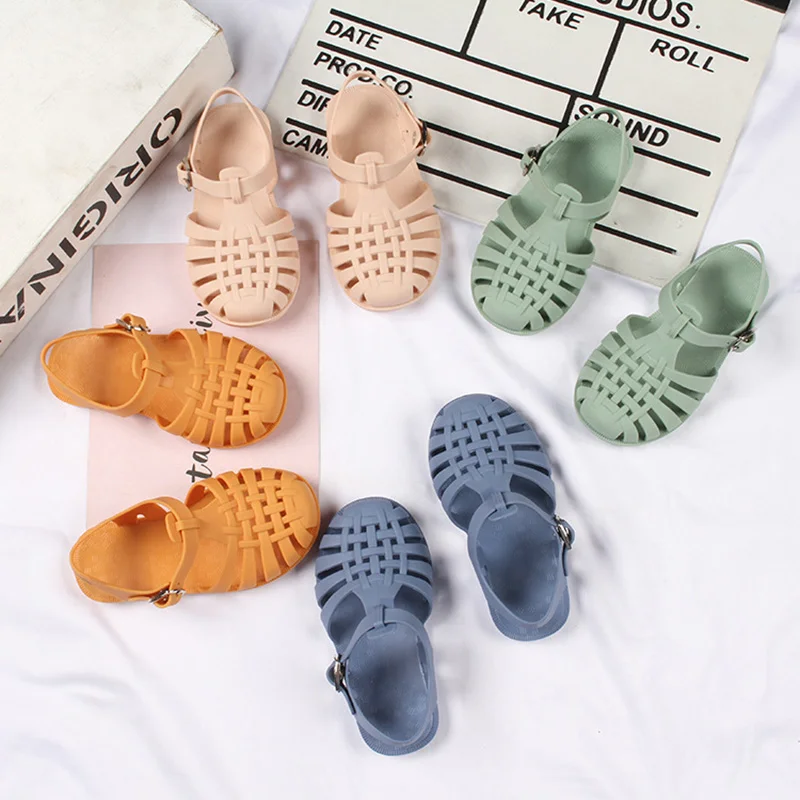 Baby Gladiator Sandals Breathable Hollow Outdoor Shoes PVC Summer Kids Shoes 2021 Fashion Beach Children Sandals For Boys Girls