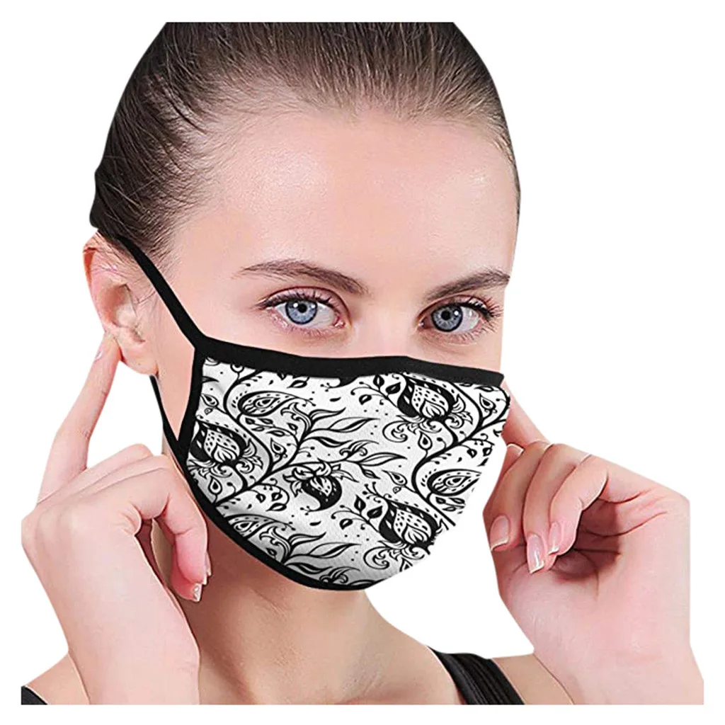 Тканевая маска для лица женщин многоразовые моющиеся маски маскарилья с принтом