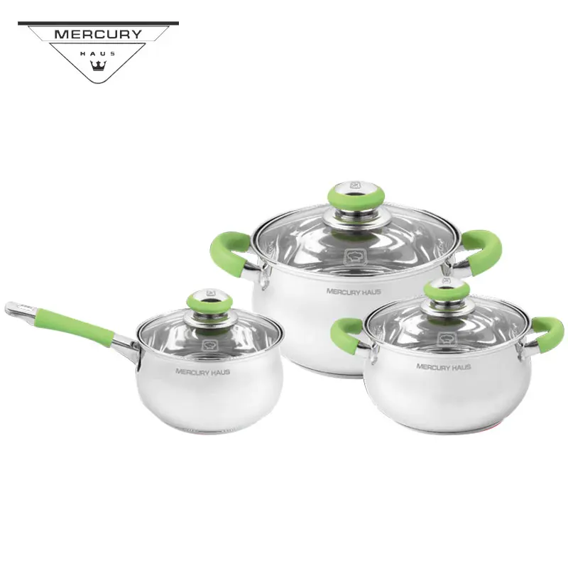 6PCS Stainless Steel Kitchen Casserole Saucepan Pot Set Cookware Induction Cooker Kitchenware Sets | Дом и сад