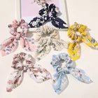 Резинки для волос в стиле бохо женские с принтом, резинки для волос с заячьими ушками, аксессуар с бантом для девочек, держатель для хвоста, оптовая продажа