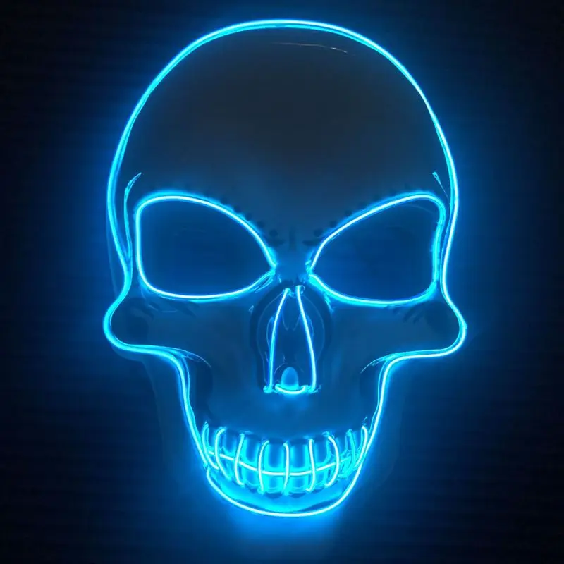 Halloween Party LED Mask Masque Masks Neon Light Rave Glow In The Dark Horror Glowing Masker | Дом и сад