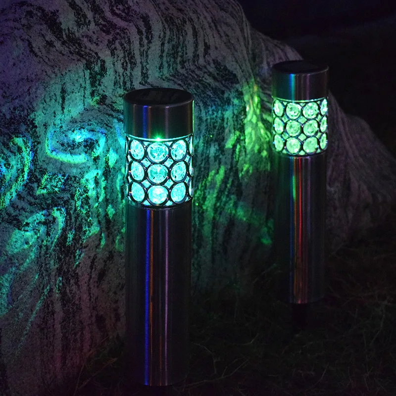 Солнечный светильник светодиодный Нержавеющая сталь красочные колонна лужайки