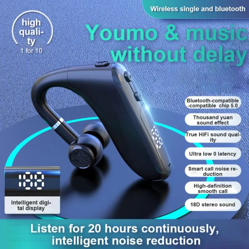 

Business Unilateral Hanging Ear Digital Display Wireless Bluetooth Earphone With Microphone Stereo Headset Sports Headphone
