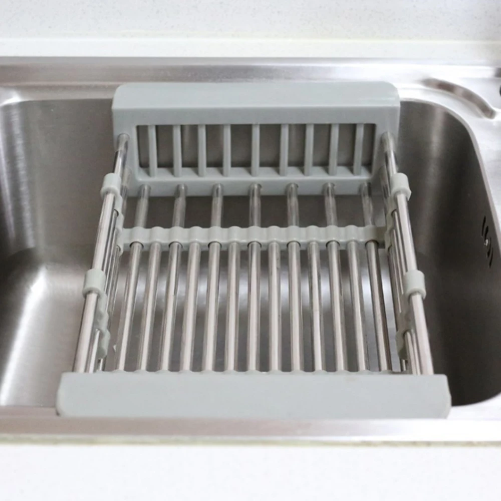 Телескопическая корзина для слива из нержавеющей стали полка раковины посуды