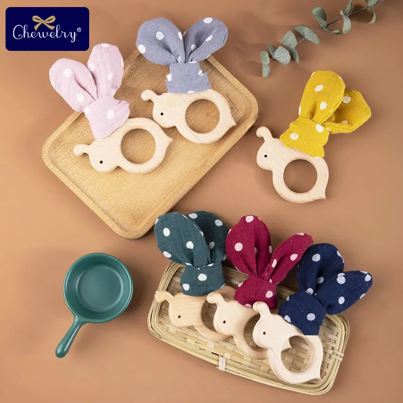 Грызунок деревянный для новорожденных 1 шт. из хлопка | Мать и ребенок