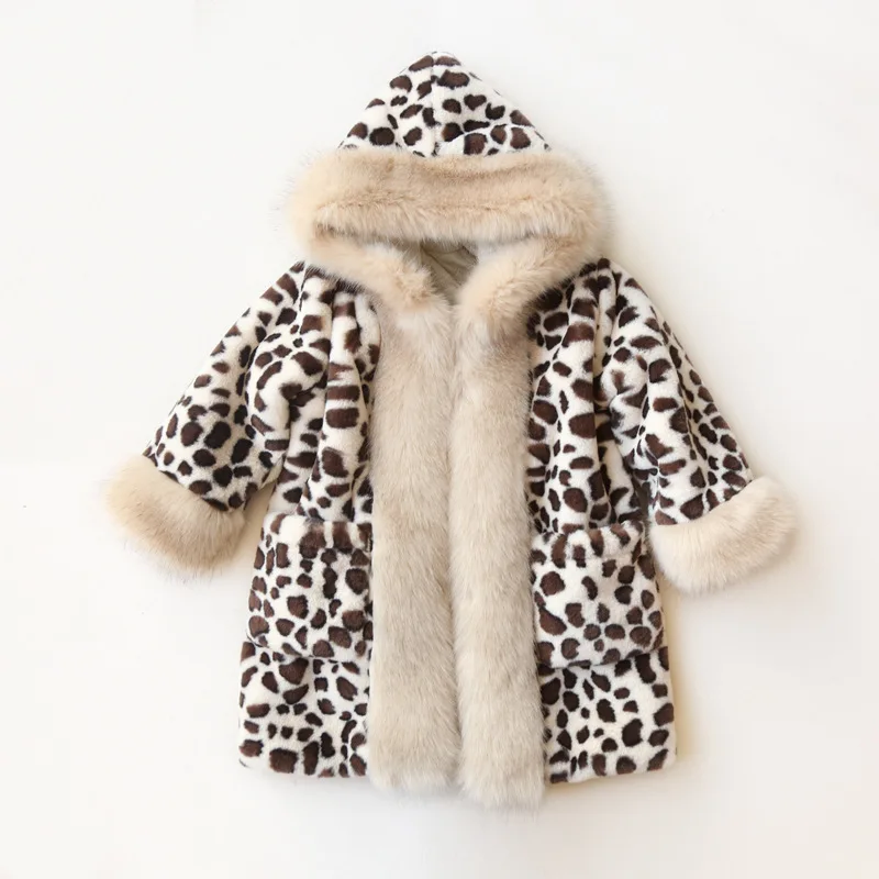 Scsech/Новое леопардовое детское зимнее пальто для девочек детская верхняя одежда с