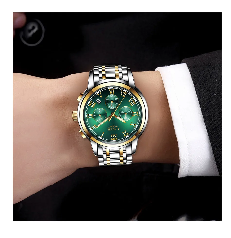 LIGE Men Watch 30m Waterproof Watches Mens Top Brand Luxury Steel Business Wristwatch Chronograph Male Clock Saat relojes hombre