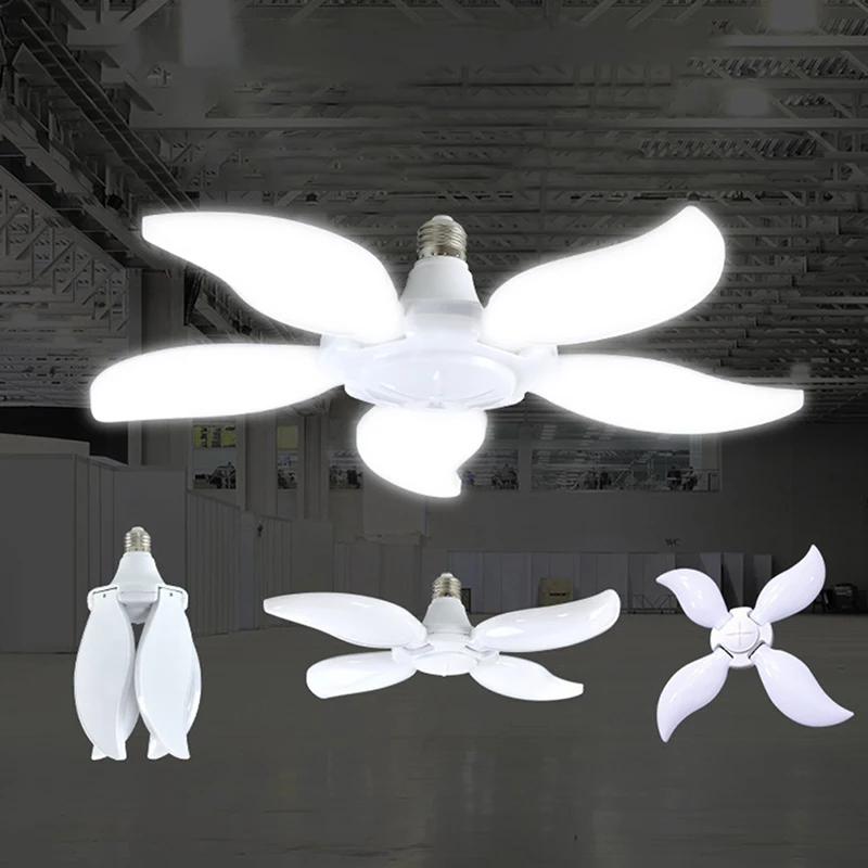 

45W/60W/80W E27 Fan Garage Lights Waterproof Five-Leaf Foldable Mango Lamp Highlight Constant Current Bulb