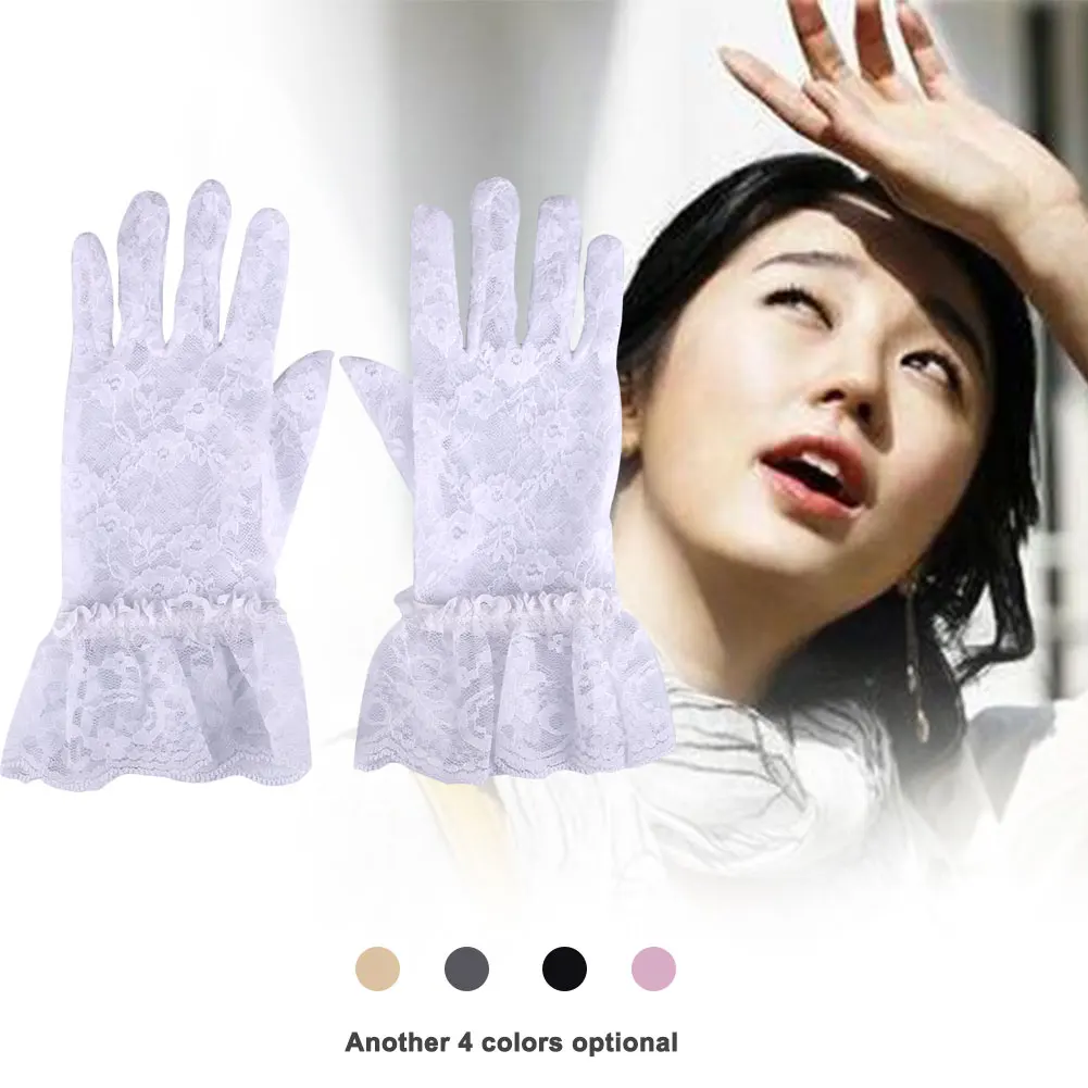 1 пара женских солнцезащитных кружевных полых жаккардовых элегантных коротких