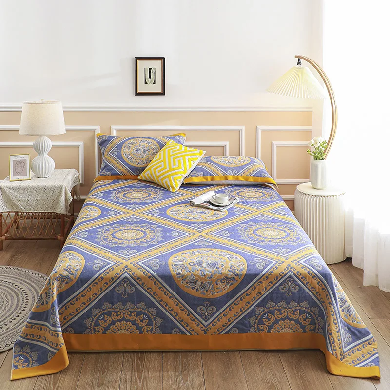 

Bedspread 100% Gauze Cotton Bed Cover Geometric Bohe Flower Elephant Throw Soft Blanket Or Pillow Towel Home Bedding 200*230cm