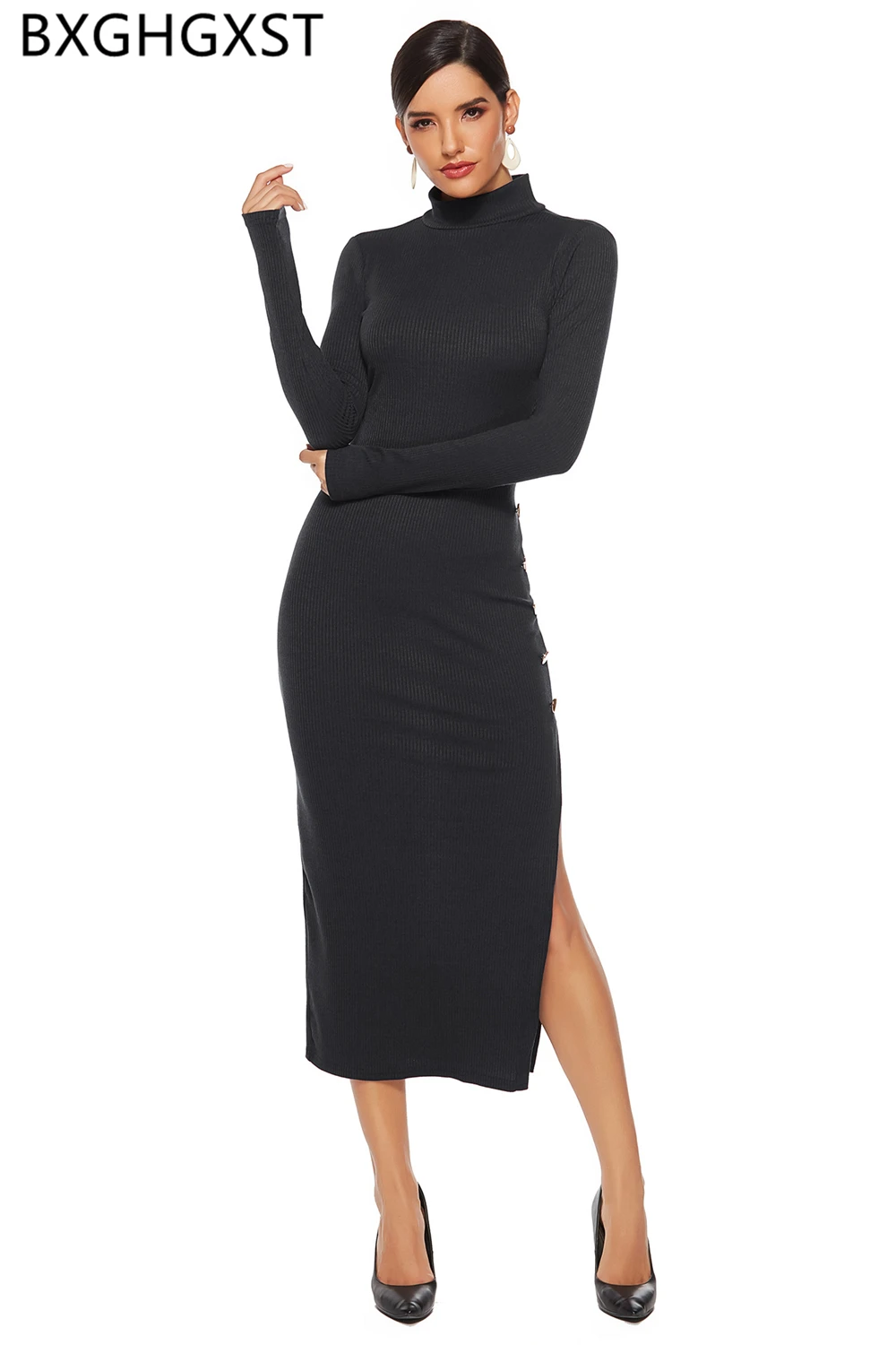 Вечерние Платье сексуальное трикотажное платье длинный свитер размера плюс для