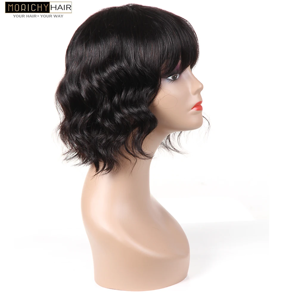 Парик Morichy для женщин бразильские Волнистые Короткие накладные волосы с челкой