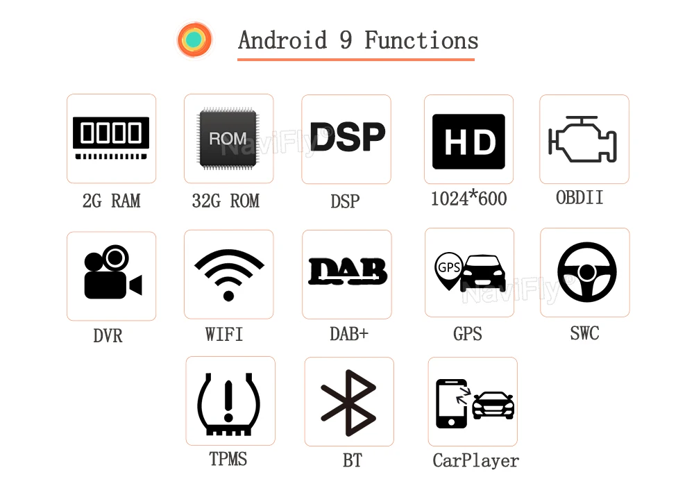 NaviFly " Android 9 автомобильный мультимедийный плеер для hyundai IX35 TUCSON 2009 2010- Wifi RDS gps Navi 2+ 32G hd-навигатор для автомобиля BT