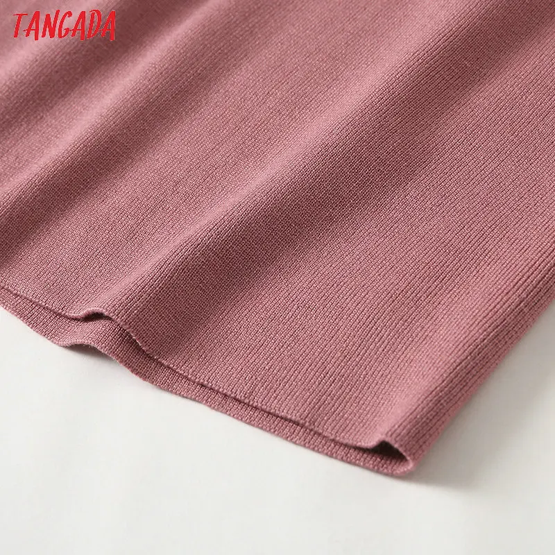 Tangada корейский модный шикарный вязаный костюм с геометрическим узором Женский комплект с юбкой комплект из 2 предметов милый топ и юбка YU44