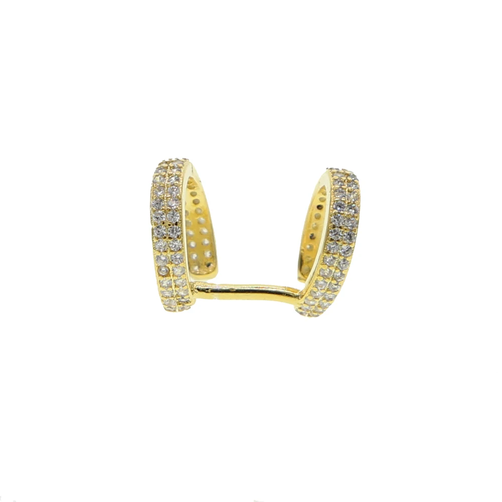 1piece Gold color white CZ Crystal Ear Cuff double piercing round cuff earrings for women no clip on earring jewelry | Украшения и