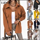 Женское облегающее пальто с карманами, элегантная однотонная верхняя одежда с лацканами, модные женские винтажные куртки, офисный кардиган на пуговицах, пальто на осень и зиму