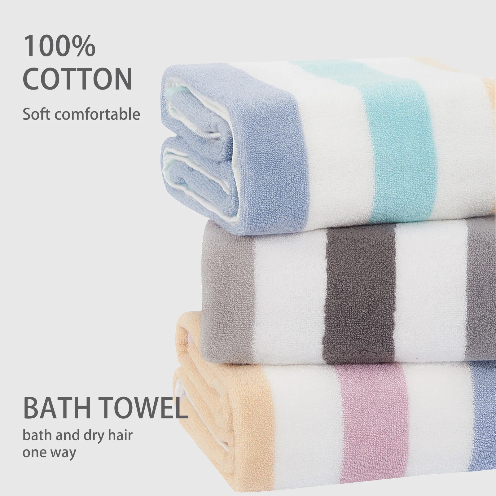 

100% Cotton Stripe Bath Towels for Adults Strongly Water Absorbent Beach Towels High Quality Shower Towel BathroomSoft washcloth