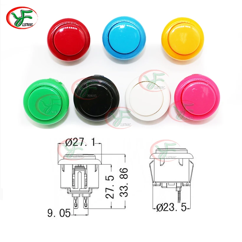 1PCS BAOLING 24mm& 30mm Push Button Round Arcade Start Button Built-in Micro Switch Copy Sanwa Joystick DIY Kit