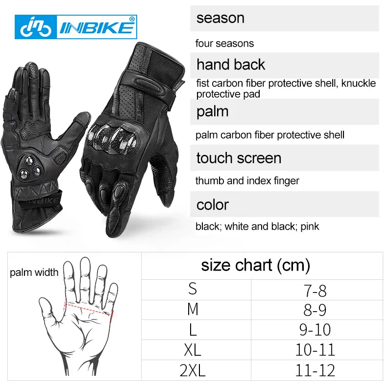 Женские и мужские мотоциклетные перчатки INBIKE из натуральной кожи для мотокросса