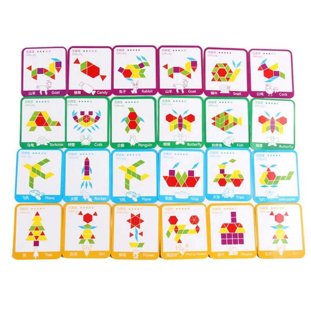 Wooden Block Set Montessori Wooden Jigsaw Board Set Colorful Baby Educational Toys for Children Developing Toy