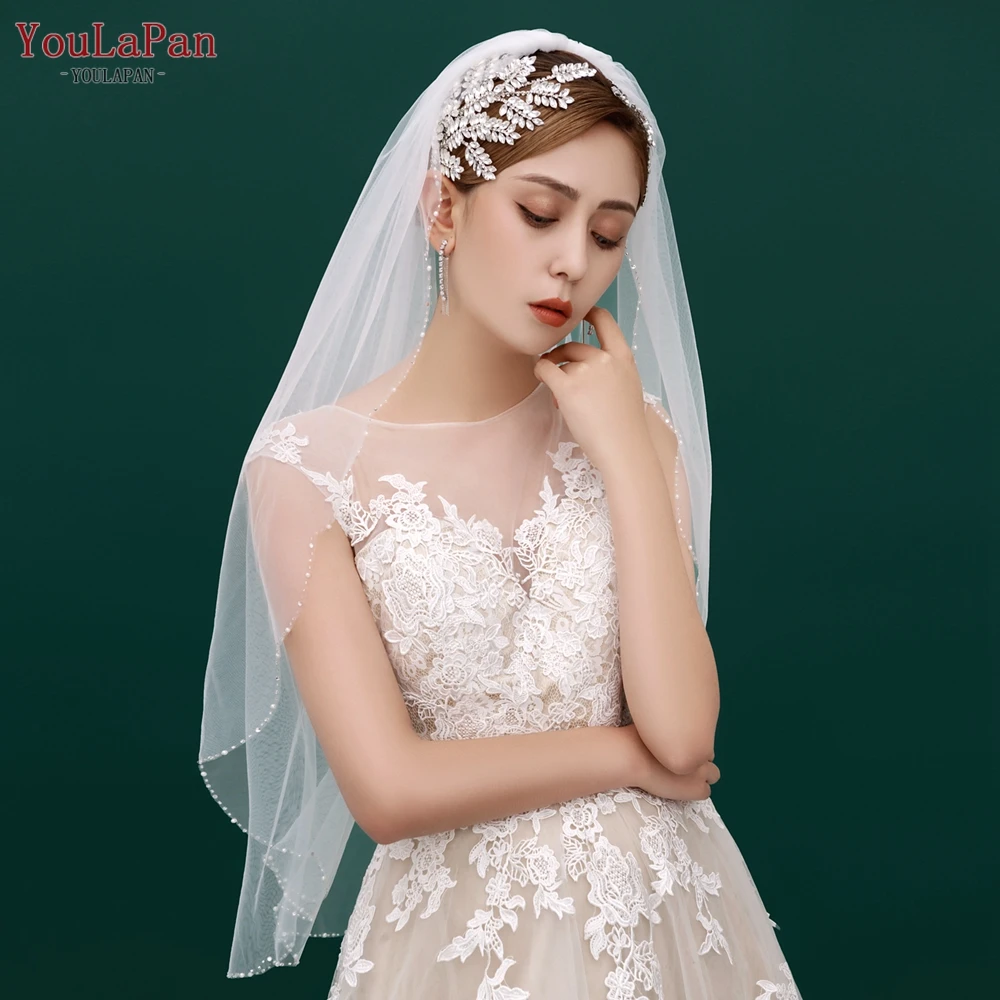 

YouLaPan V33 Veil Bride Tulle Wedding Long Bridal Veils with Crystals Wedding Accesories Veil for Bachelorette Party Shiny Veil
