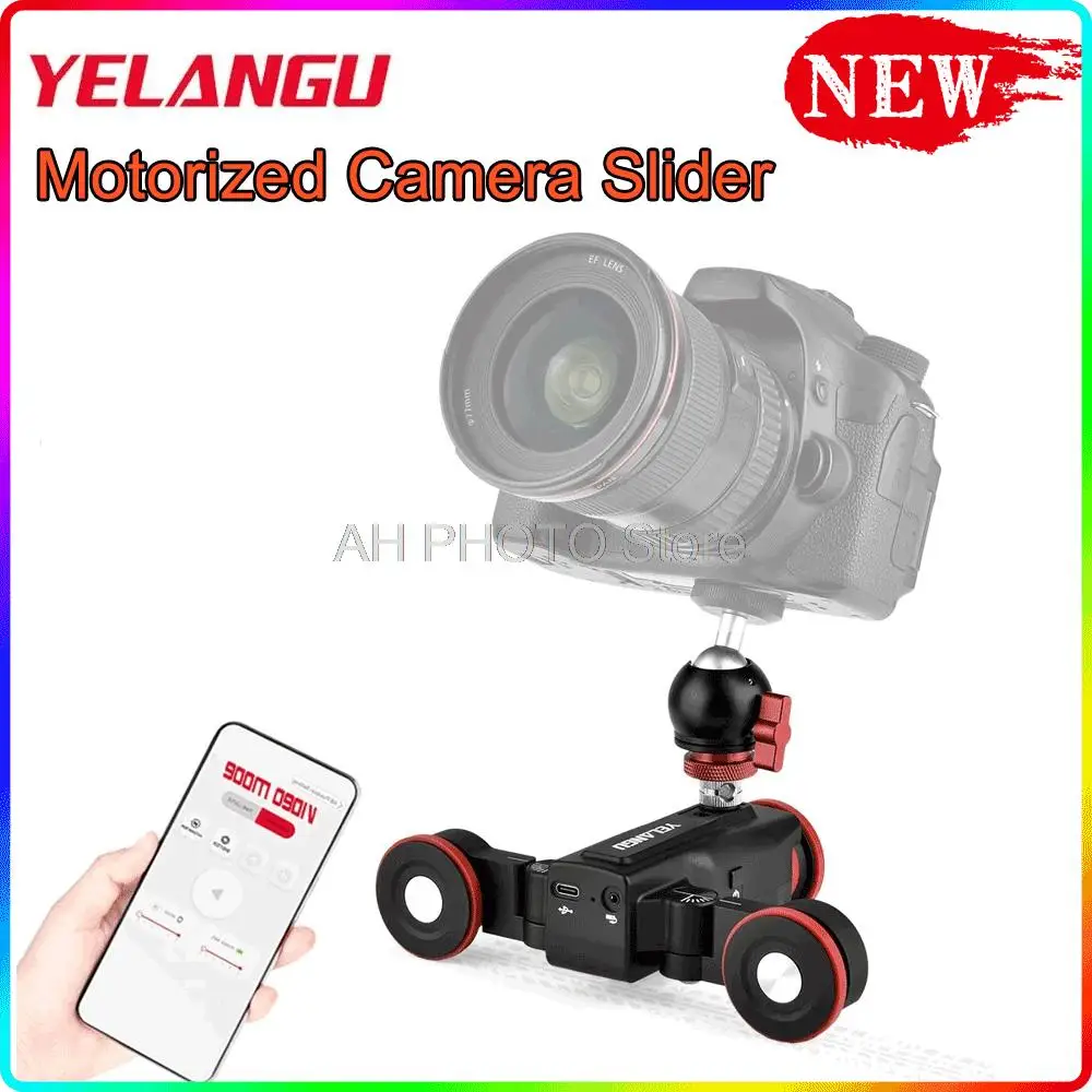 

YELANGU L5 моторизованная камера слайдер тележка автомобильные рельсовые системы для DSLR камеры Sony iPhone 13 Pro с дистанционным управлением