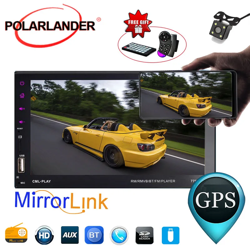 Автомагнитола 2 DIN 7 дюймов FM/TF/USB 9 языков MP5 сенсорный экран Bluetooth|car stereo mp5|2 din inch2 |