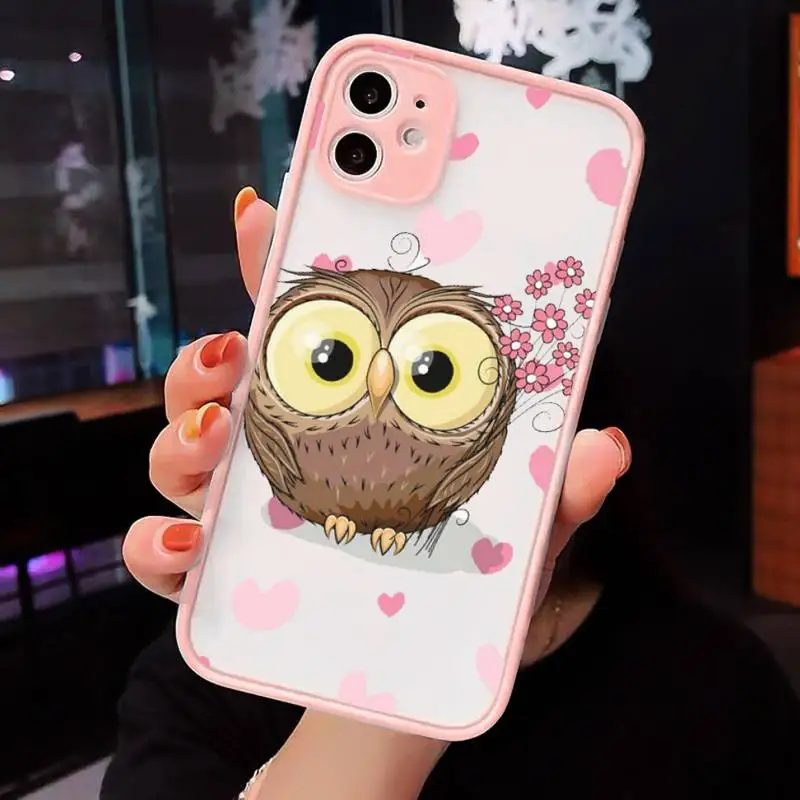 

Cartoon Cute Owl family Phone Cases matte transparent For iphone 7 8 11 12 plus mini x xs xr pro max cover