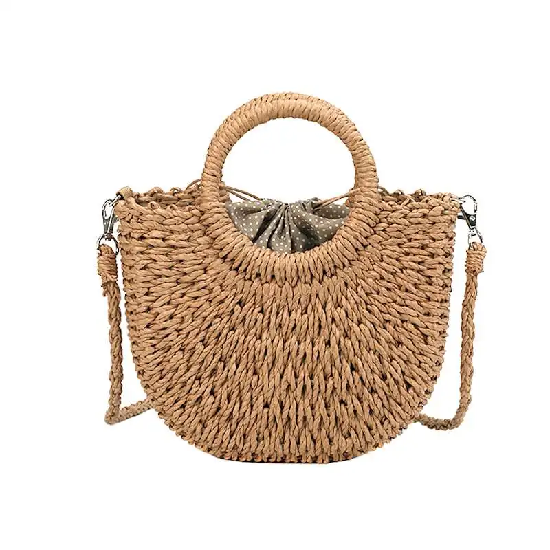 Модные полукруглые ранцы ручной работы из искусственного ротанга летние женские