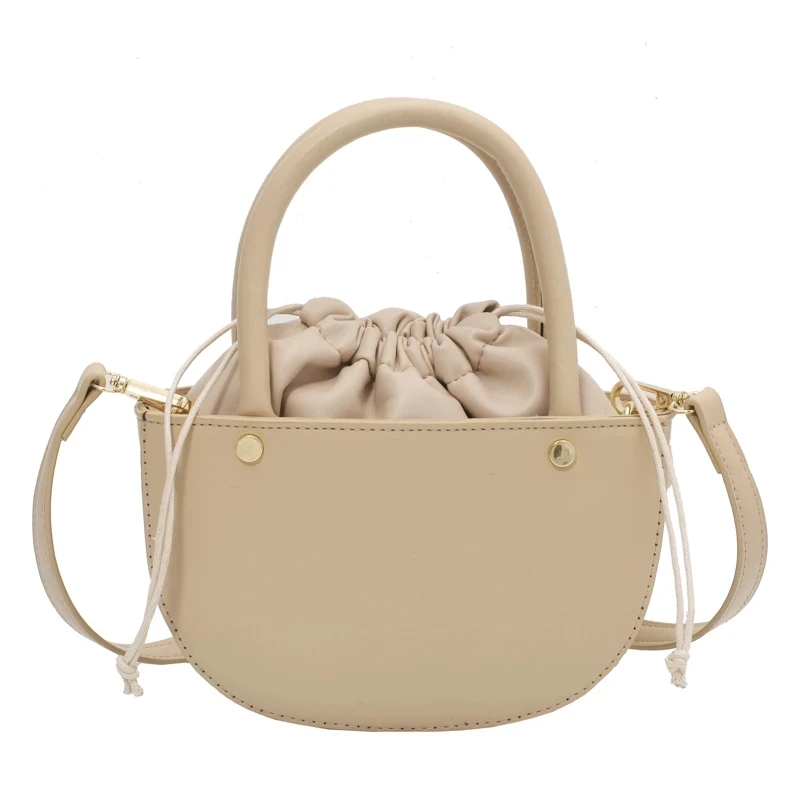 

Semicircle Design Small PU Leather Drawstring Crossbody Bags for Women 2021 Branded Trendy Shoulder Handbags and Purses