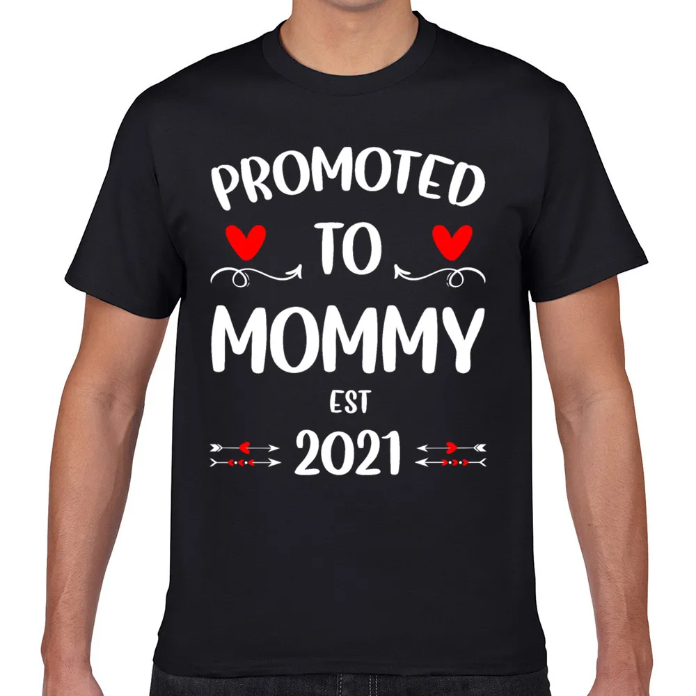 

Tops T Shirt Men promoted to mommy 2021 O-Neck Vintage Geek Print Male Tshirt