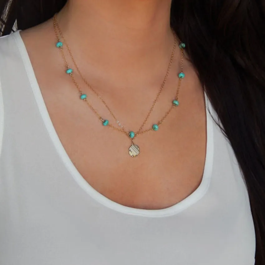 Boho Золотая цепь чокер с блестками женский круглый камень многослойный колье femme