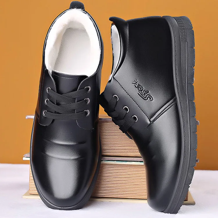 

New Winter Outdoor Men Leather Boots Safety High-Top Ankles Boots Comfortable Safety Warm Non-Slip Business Men's Boots
