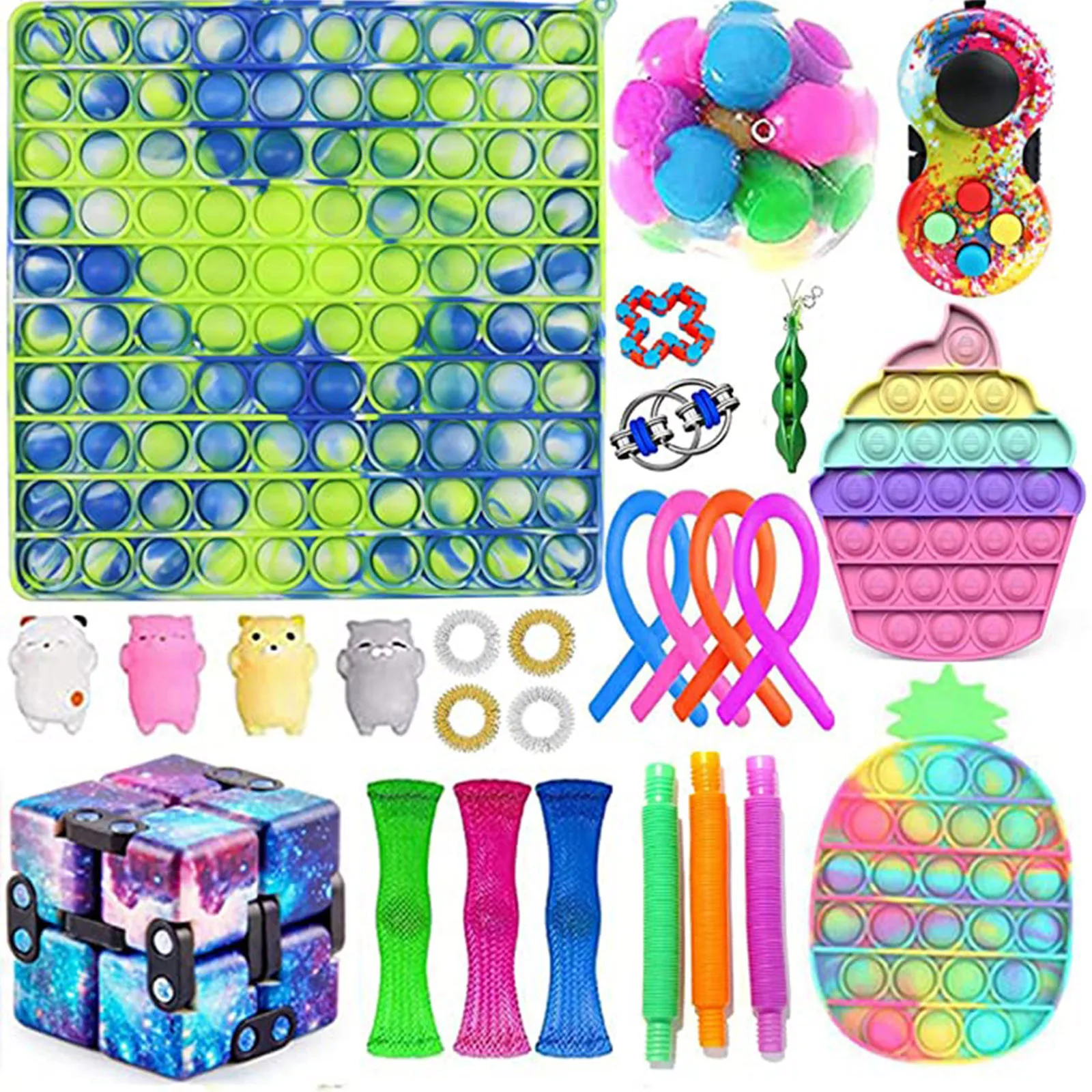

37PC Cheap Fidget Toys Anti-Stress Set Strings Relief Pack Gift for Adults Children Figet Sensory Squishy Relief Antistress