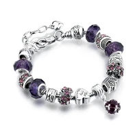 attractto crystal silve heatcrown braceletsbangles for women charm bracelets jewelry handmade flower bracelet sbr190424