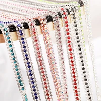 1yard 3rows sliver base colorful rhinestone chain sew on rhinestone cup chain glass strass ribbon chain for clothing decoration