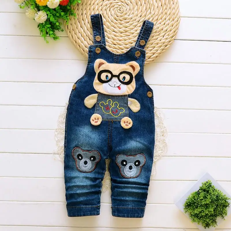 В 2018 году новые весенне-осенние детские утепленные джинсы комбинезон для