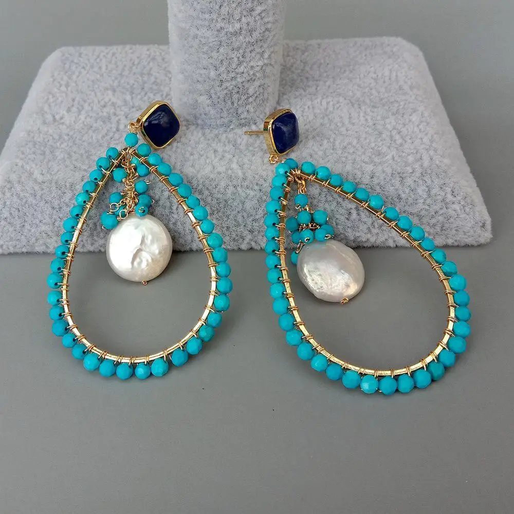 Y · YING каплевидные синие бирюзы белые монеты жемчужные кальдалитовые Висячие